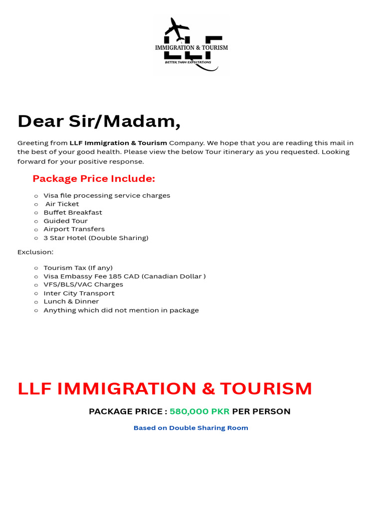 Canada Group Tour LLF Immigration&tourism-9 | PDF | Travel Visa ...