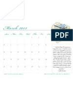 March 2012 Meal Plan Blank Calendar