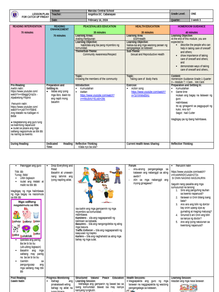 Q3 - DLL - Catch Up Friday Week 3 | PDF