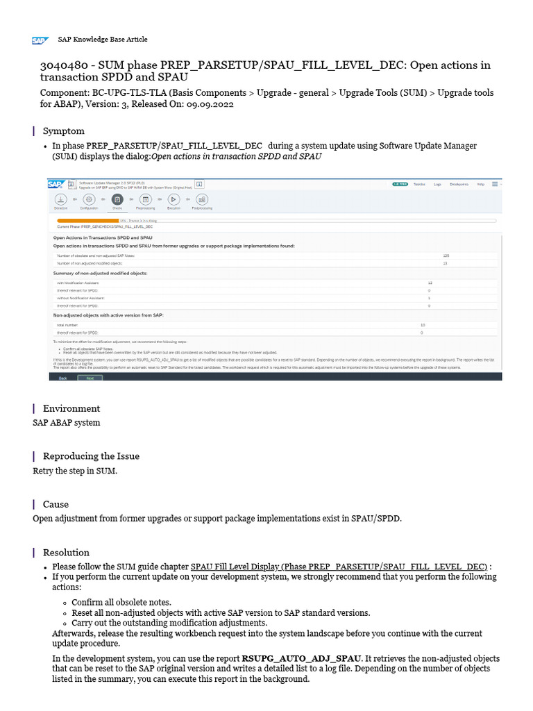 SPAU Adjustment in SUM Update Process | PDF | Computer Science ...