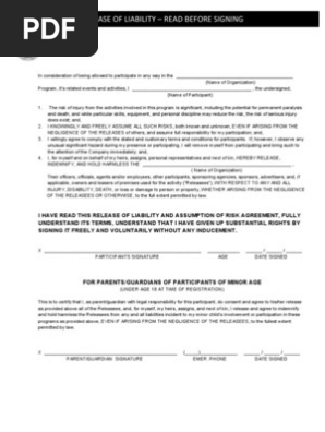 Tri County Release of Liability