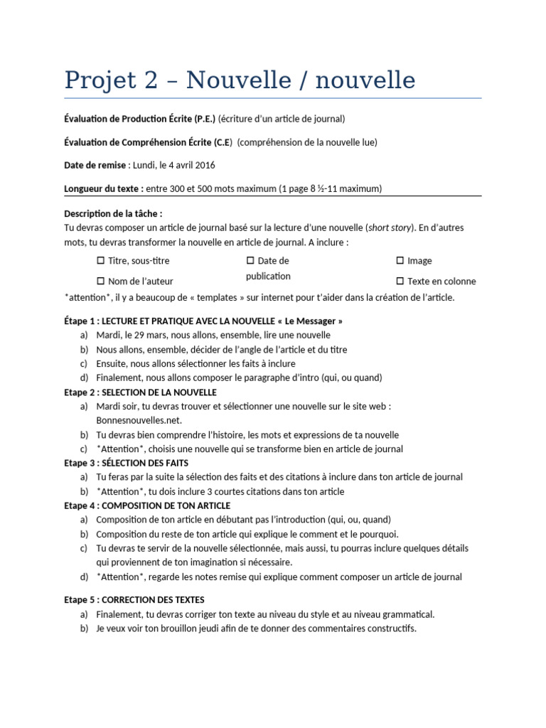 Rédaction d'un Article de Journal | PDF | Verb | Editing