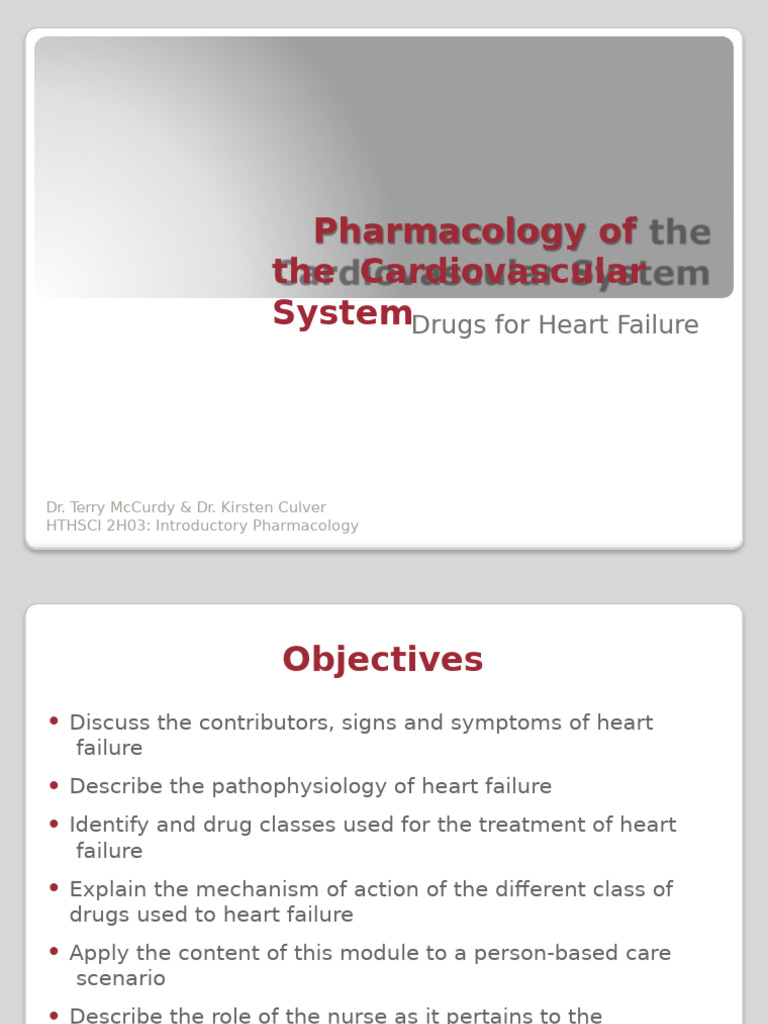 Heart Failure Pharmacology Overview | PDF | Heart Failure | Blood Pressure