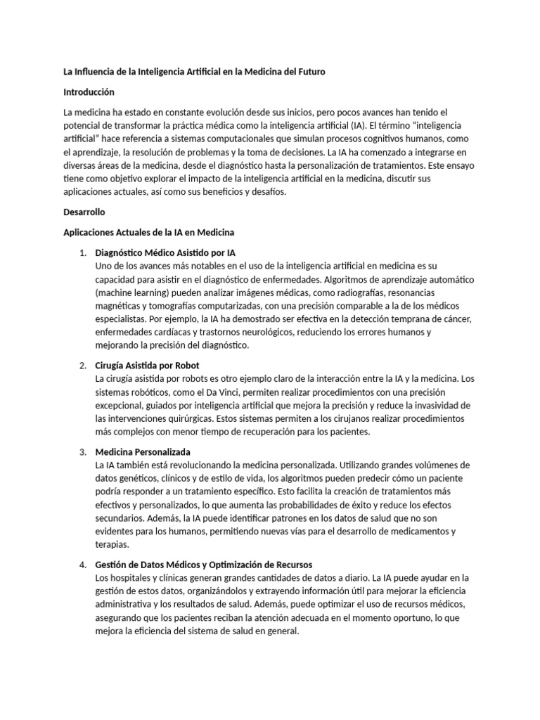 IA Revoluciona la Medicina Moderna | PDF | Inteligencia artificial ...