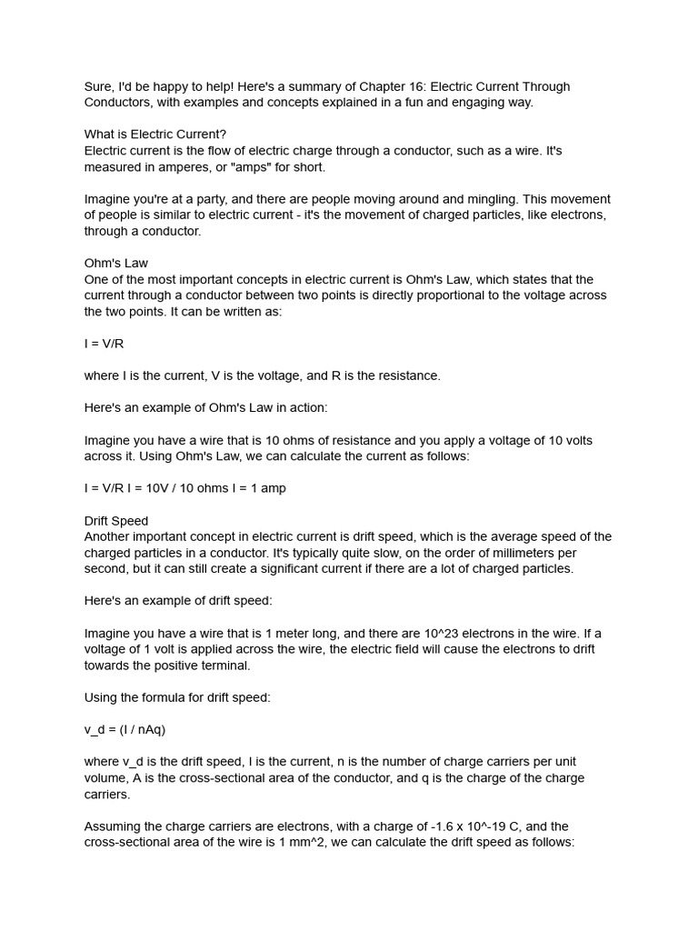 Understanding Electric Current Basics | PDF | Electric Current ...