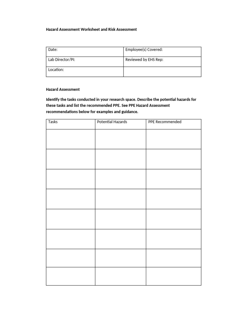 Hazard Assessment & PPE Guidelines | PDF | Personal Protective ...
