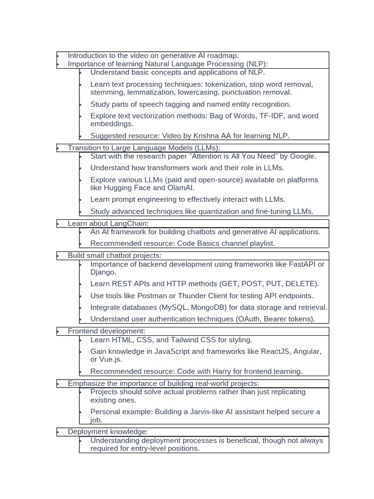 Generative AI Roadmap: NLP to LLMs | PDF | Artificial Intelligence ...