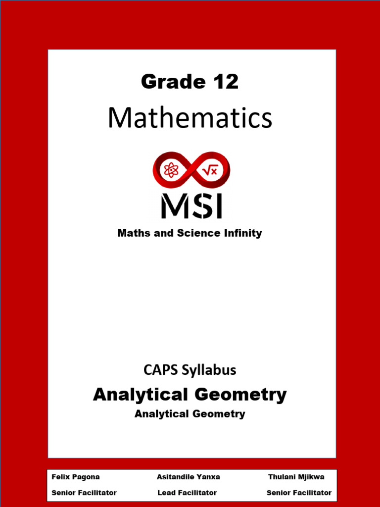 Grade 12 Analytical Geometry Activities | PDF | Triangle | Circle