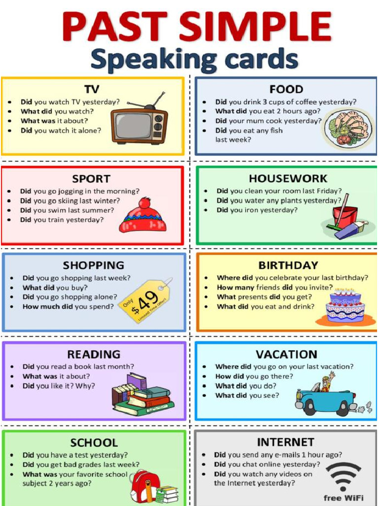 Speaking Cards Simple Past | PDF