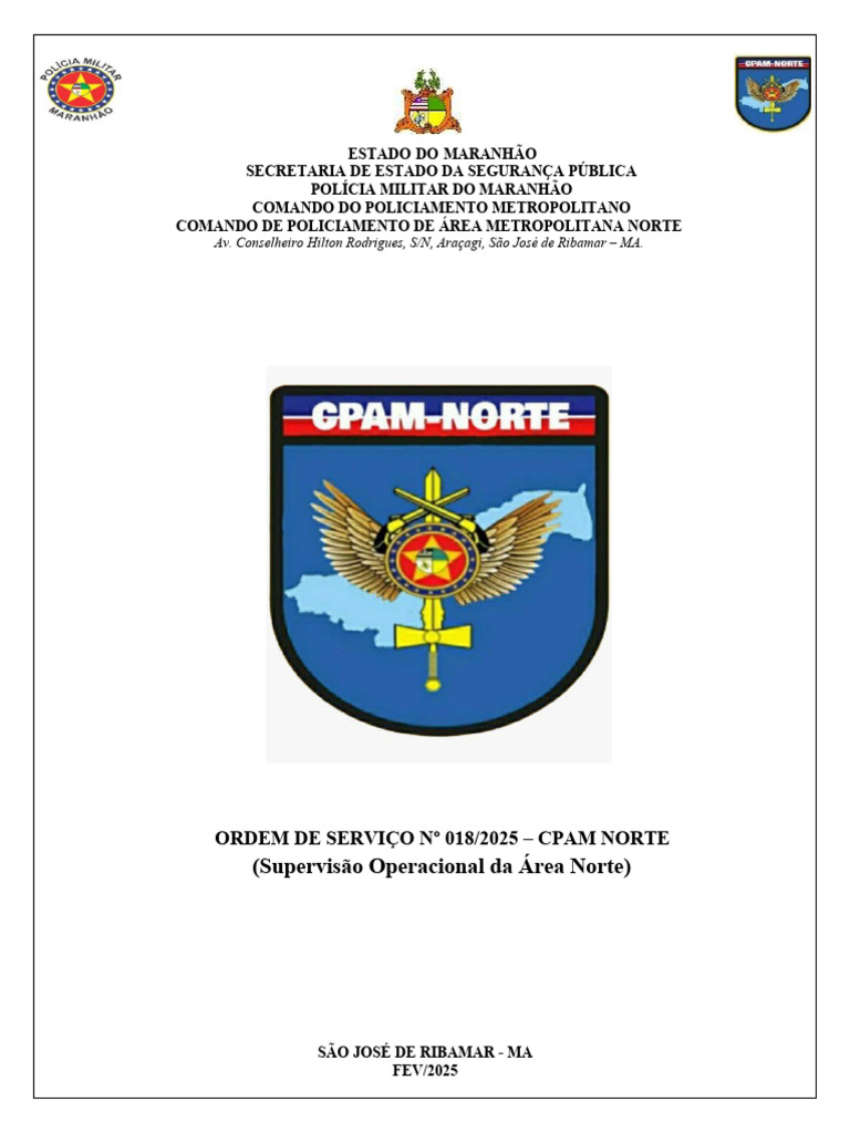 Supervisão Operacional CPAM Norte | PDF | Polícia | Polícia militar