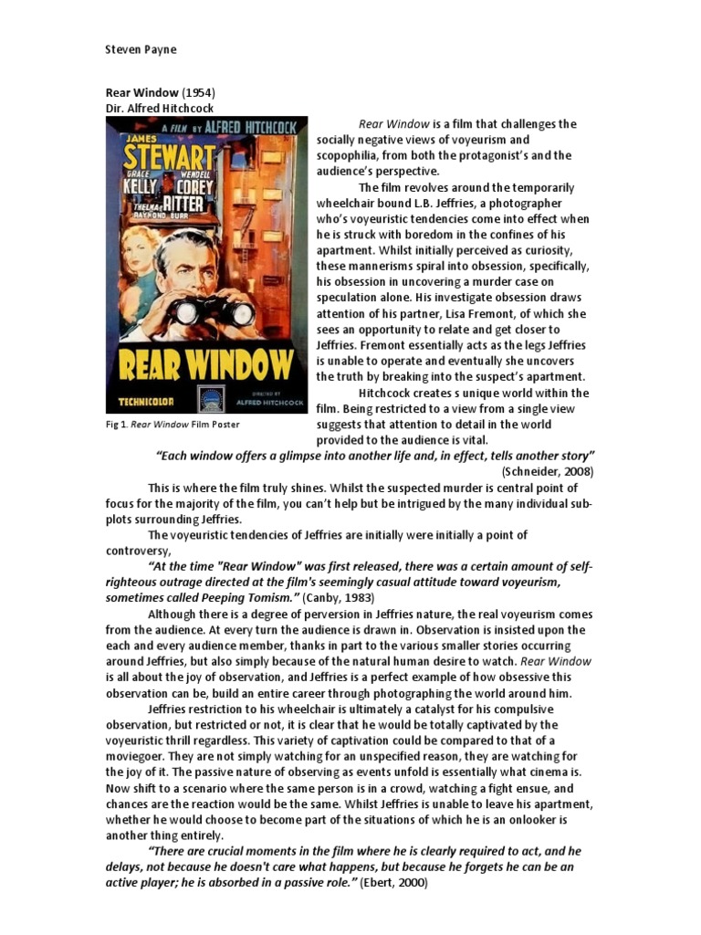 Analysis of Hitchcock's Rear Window | PDF | Psychological Concepts ...