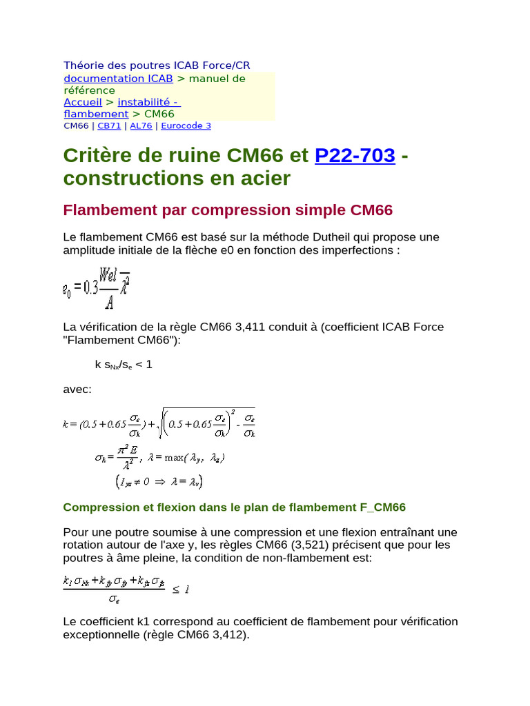 Théorie Des Poutres ICAB Force | PDF | Flambage | Flexion (matériau)