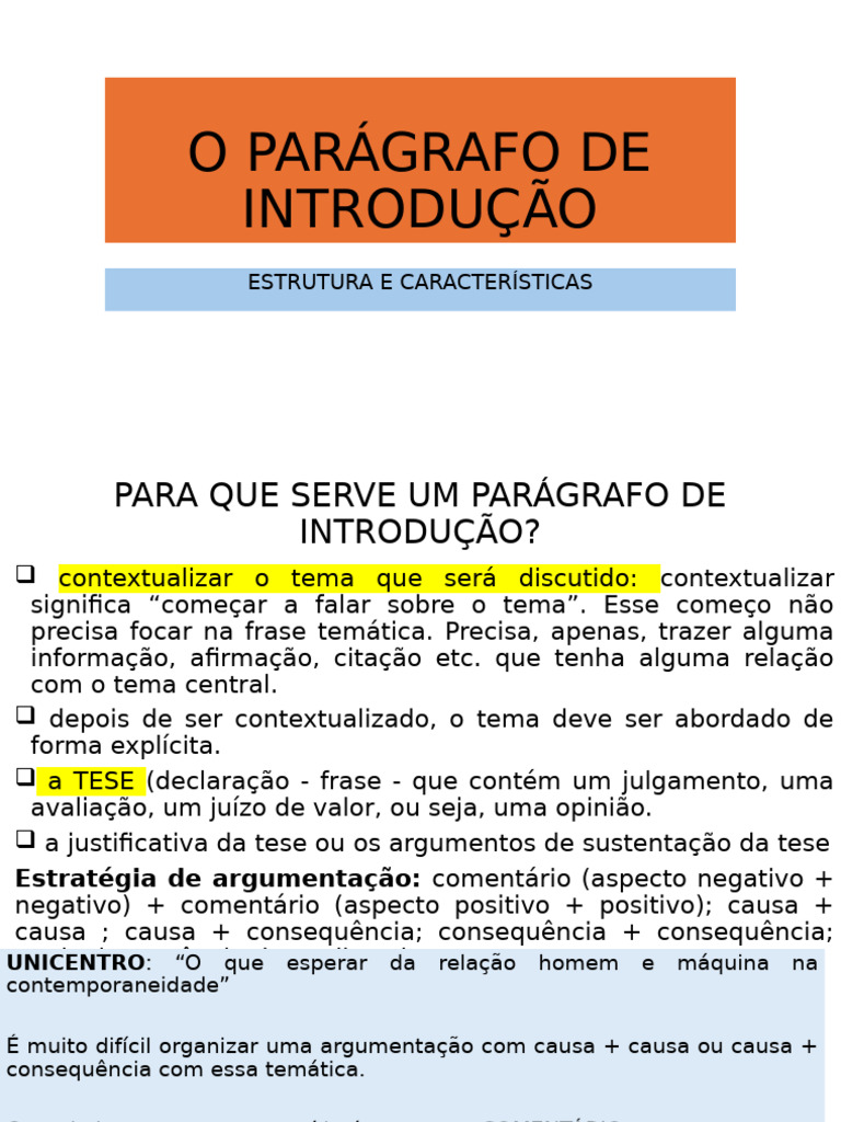 Estrutura do Parágrafo de Introdução | PDF | Liberdade de expressão ...