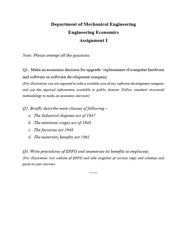 Engineering Economics Assignment Guide | PDF