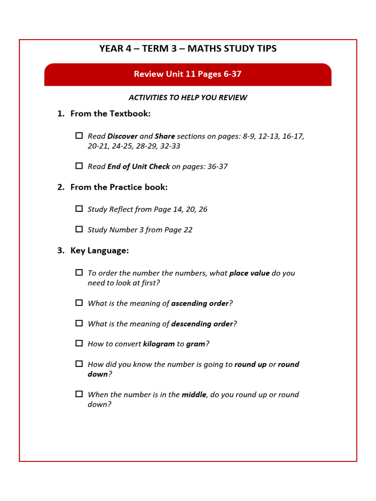 Year 4 Term 3 Maths Study Guide | PDF | Shape | Elementary Geometry