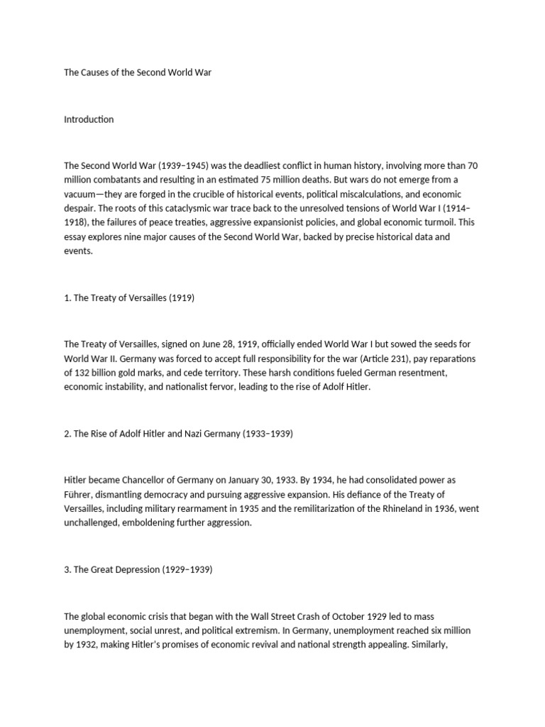 Causes of the Second World War Explained | PDF | League Of Nations ...