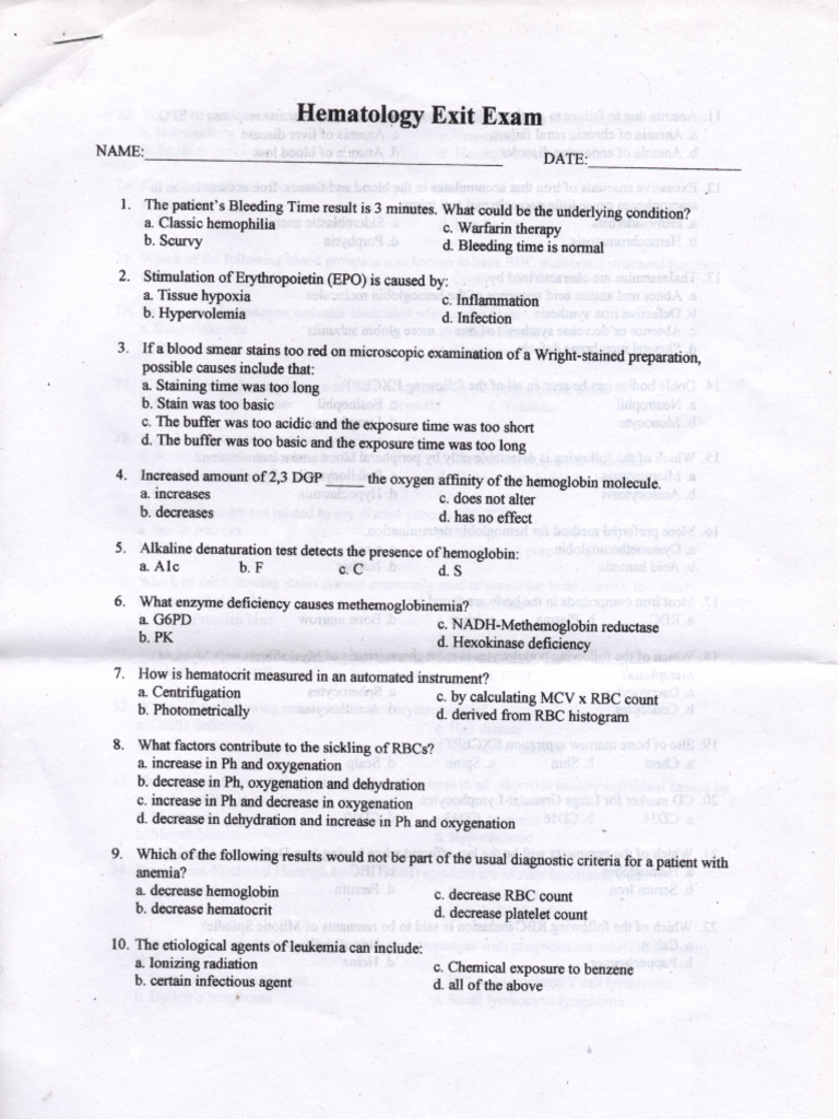 Hema Exit Exam | PDF
