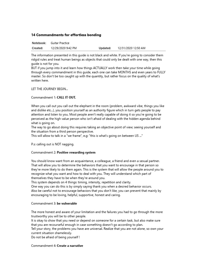 14 Commandments For Effortless Bonding | PDF | Psychology | Social ...