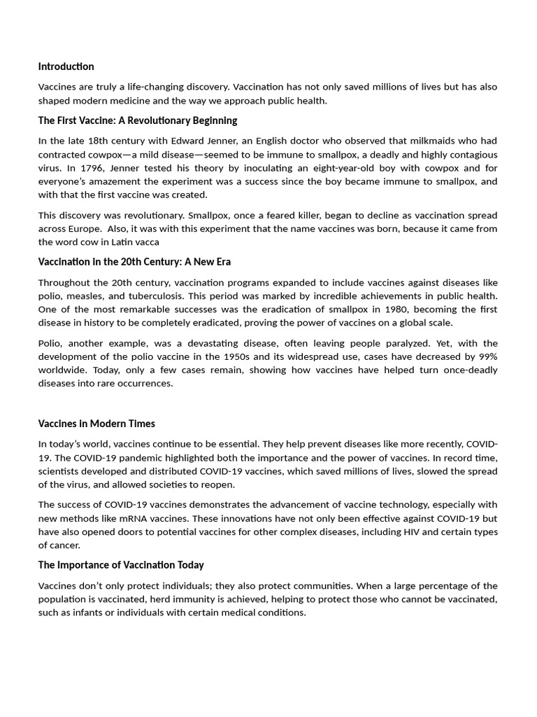 The Impact of Vaccines on Public Health | PDF | Vaccines | Vaccination