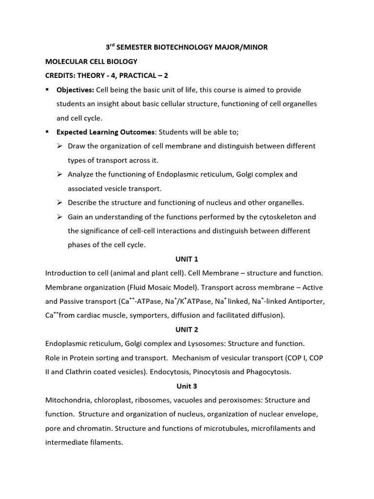 Molecular Cell Biology Course Overview | PDF | Cell (Biology) | Cell ...