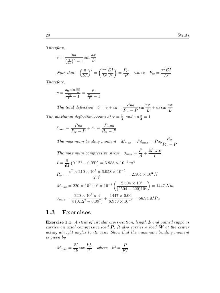 TUT 5 Struts-Columns | PDF | Bending | Mechanical Engineering