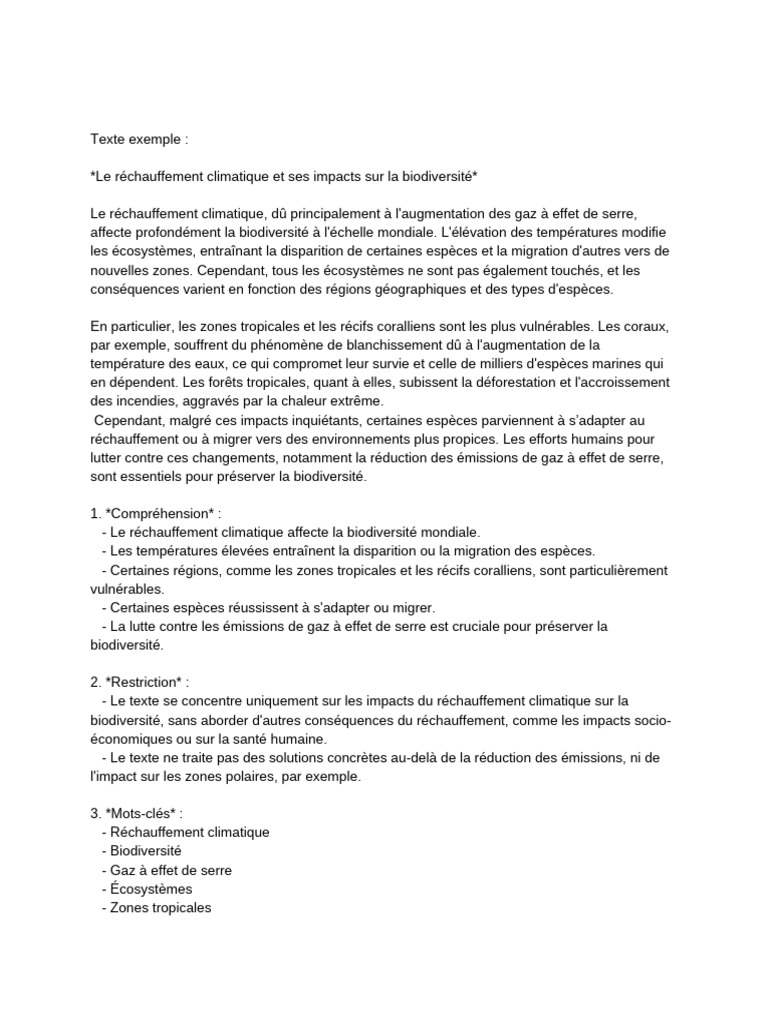 Impact du réchauffement sur la biodiversité | PDF | Changement ...