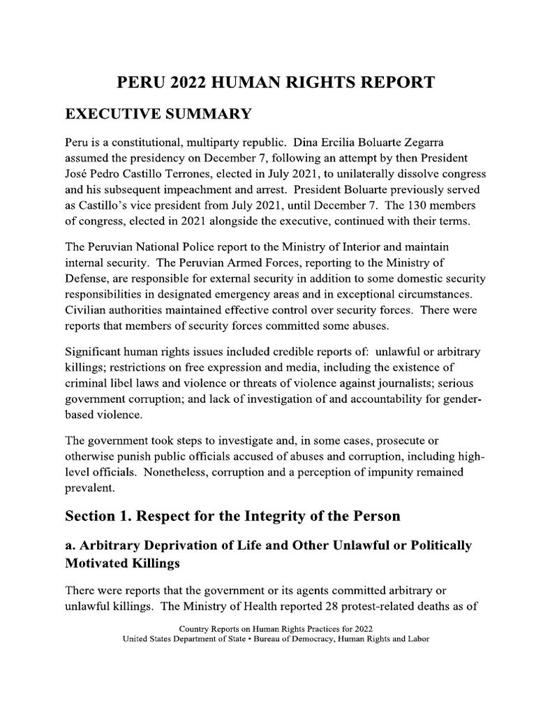 Peru 2022 Human Rights Report | PDF
