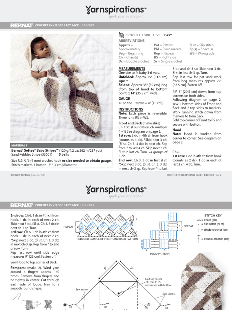 Crochet Envelope Baby Sack Pattern | PDF | Crochet | Knitting
