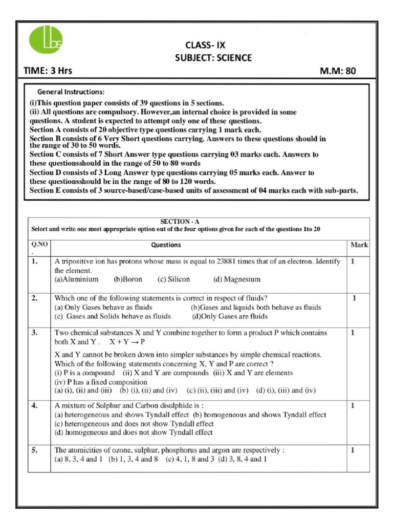 Science Exam Question Paper Overview | PDF | Tissue (Biology) | Force