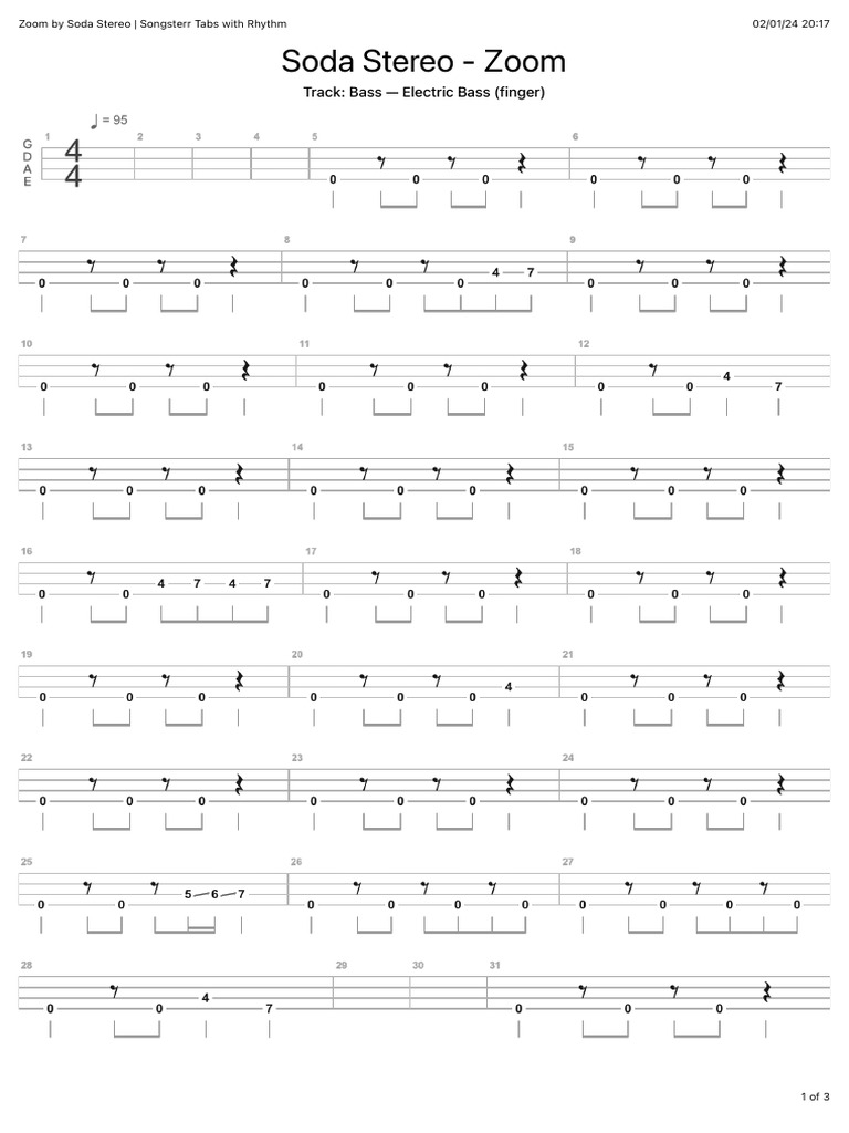 Soda Stereo - Zoom (Electric Bass (Finger) Tab From Songsterr | PDF
