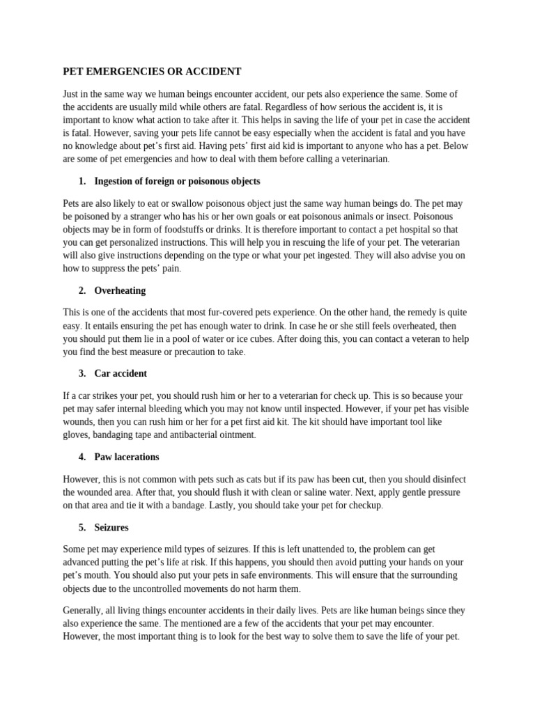 Essential Pet Emergency First Aid Guide | PDF | Pet