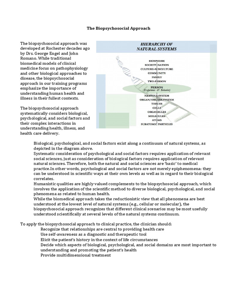 Biopsychosocial Model Overview | PDF | Psychology | Medicine