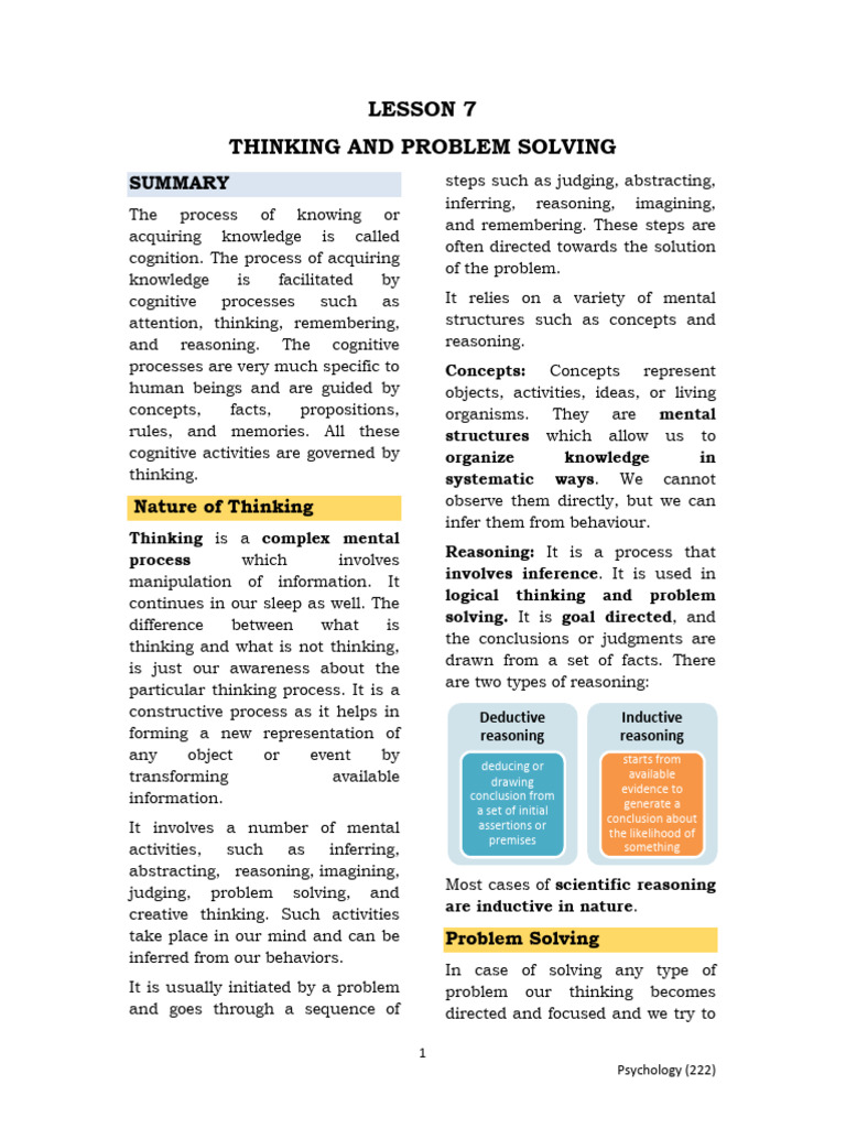 Thinking and problem solving | PDF | Thought | Reason