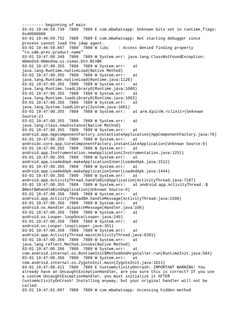 WhatsApp Runtime Errors and Warnings | PDF | Java (Programming Language ...