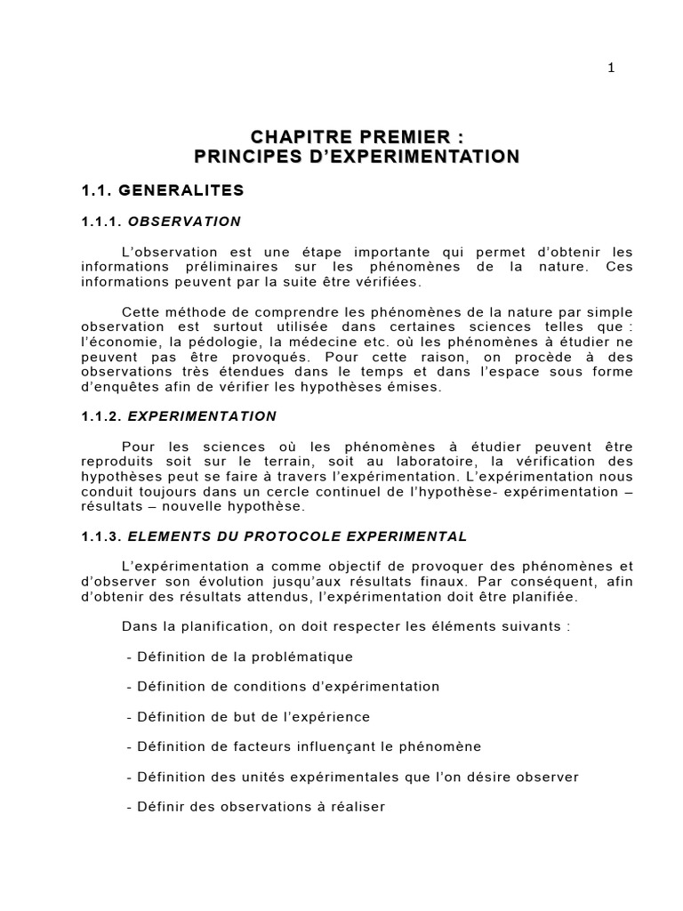 Principes de l'expérimentation scientifique | PDF | Expérience | Expérience