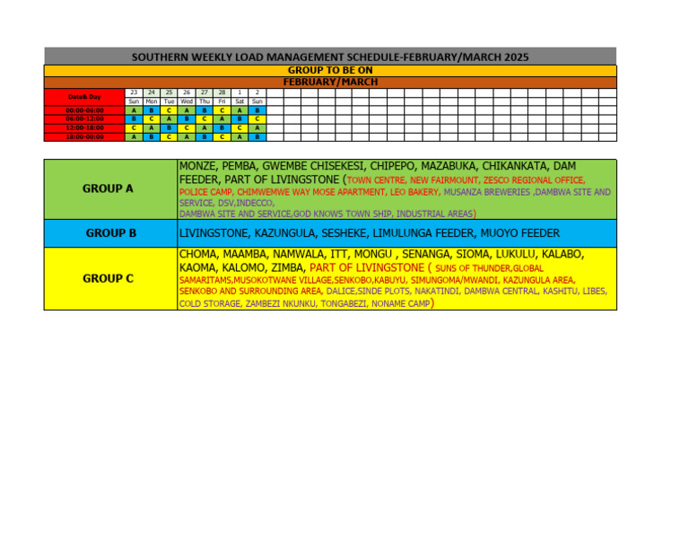 Power Rationing Schedule-23.02.2025 | PDF