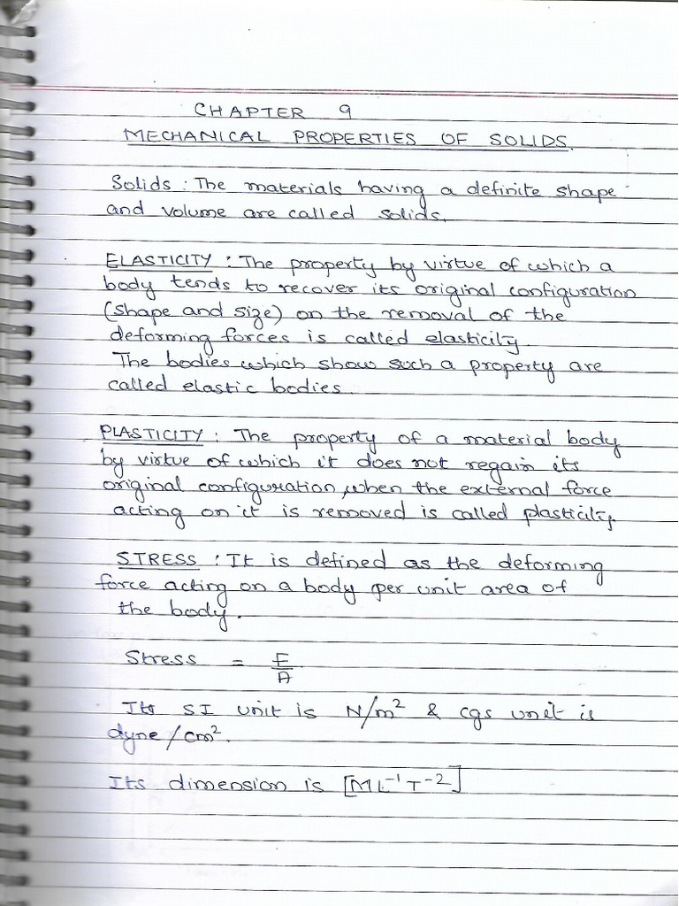 Mechanical Properties of Solids and Fluids | PDF