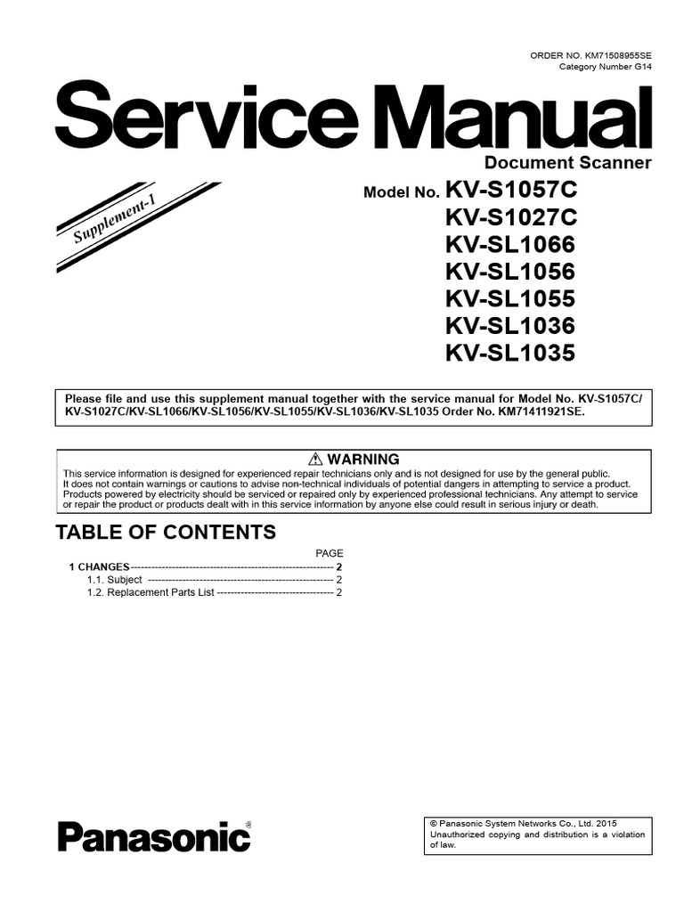 Panasonic Document Scanner Parts Update | PDF | Computing