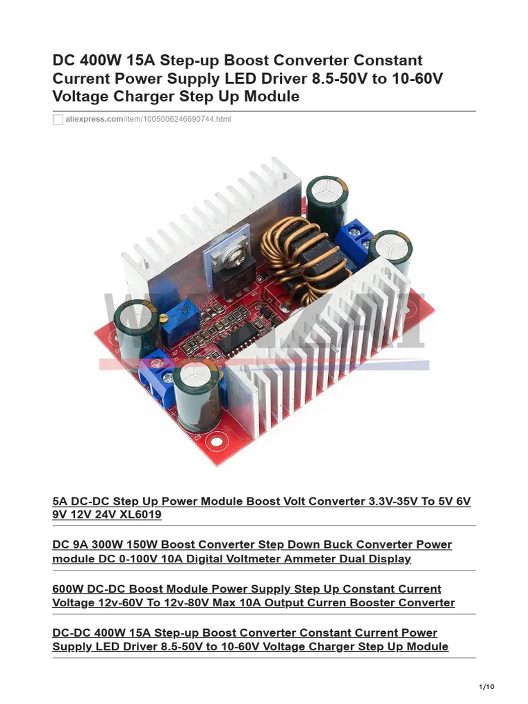 400W Step-Up Boost Converter Module | PDF | Power Supply | Electromagnetism