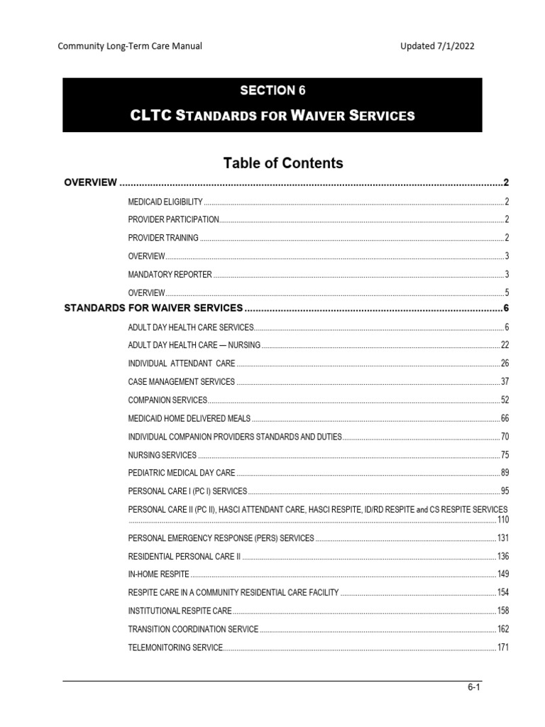 SC Medicaid CLTC Waiver Standards | PDF | Long Term Care | Medicaid