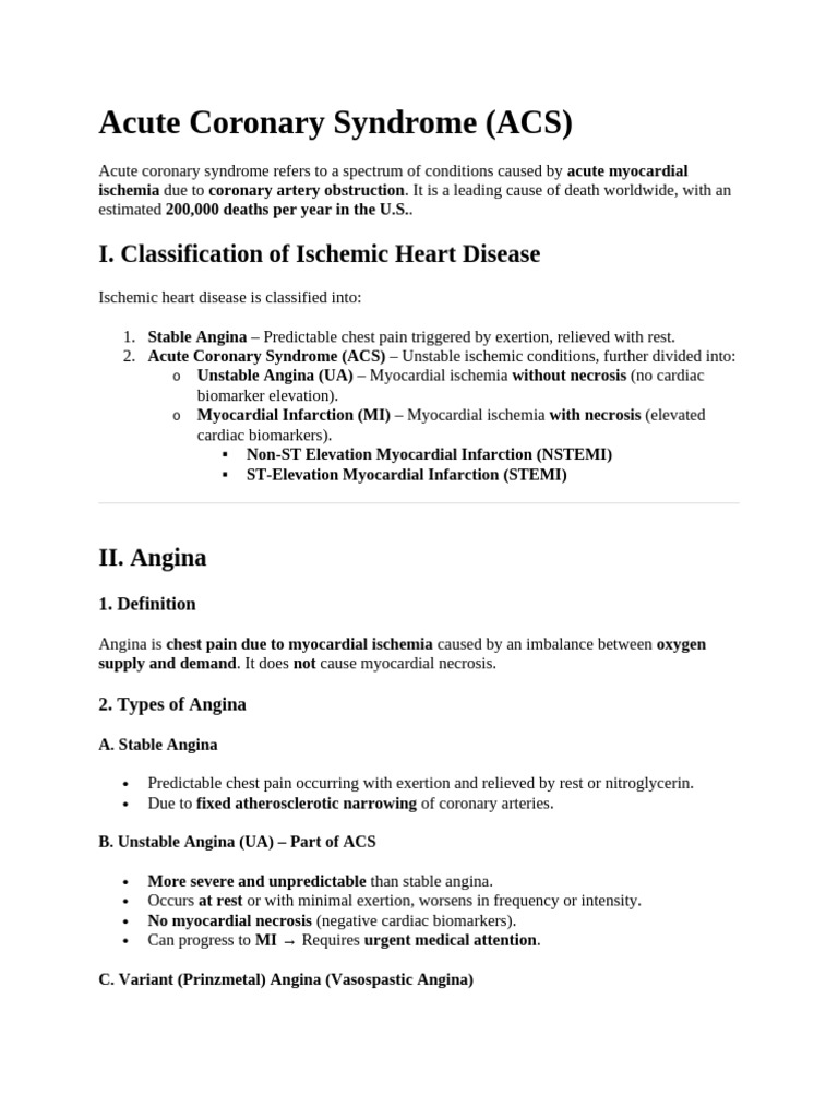 Acute Coronary Syndrome | PDF | Myocardial Infarction | Coronary Artery ...