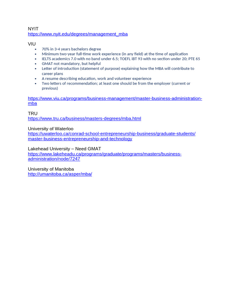 MBA Program Admission Requirements | PDF