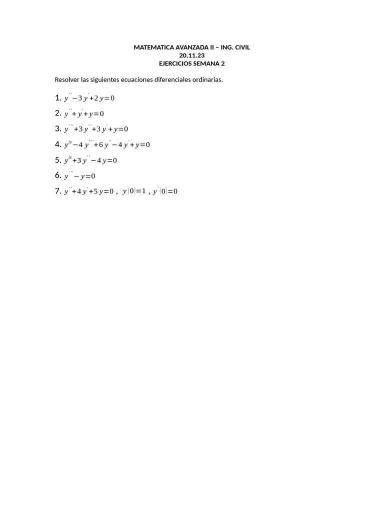 Ejercicios Semana 2 | PDF