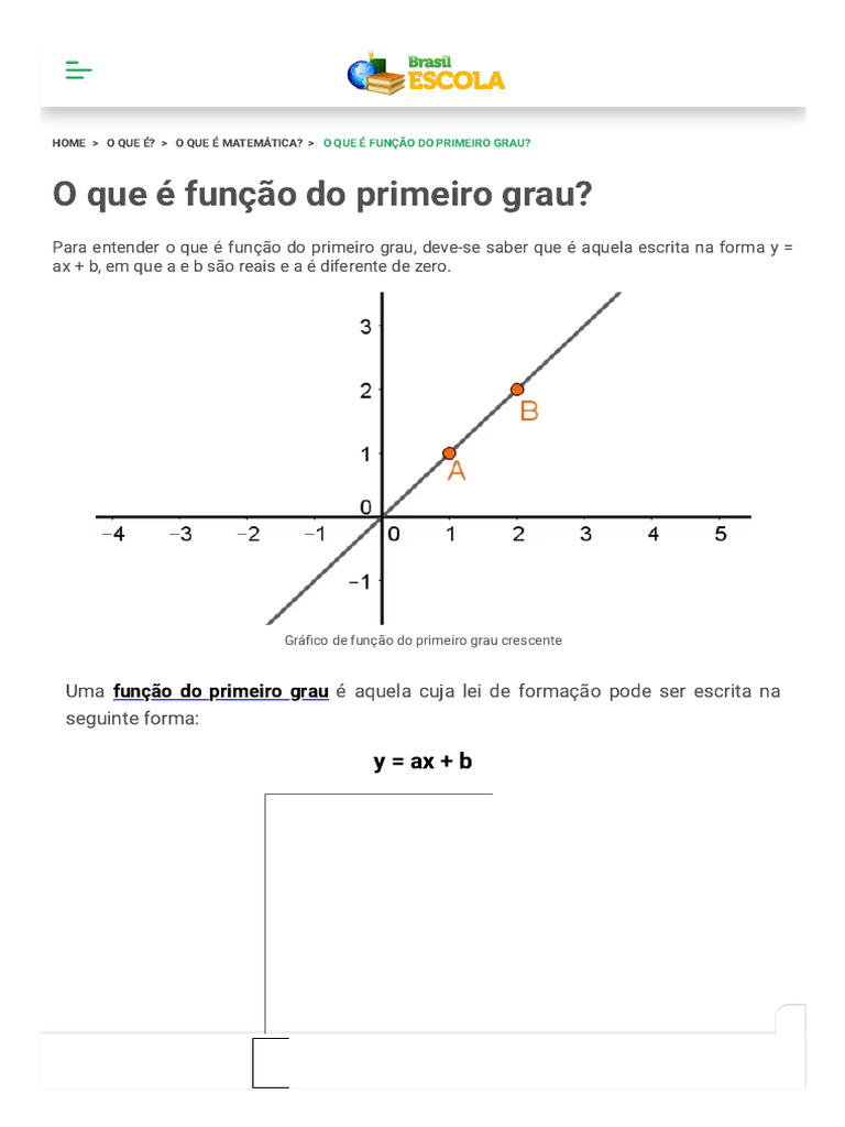 Função do Primeiro Grau: Definição e Exemplos | PDF | Função ...