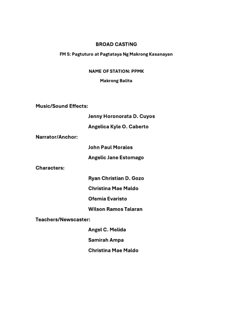 Broadcasting Script | PDF