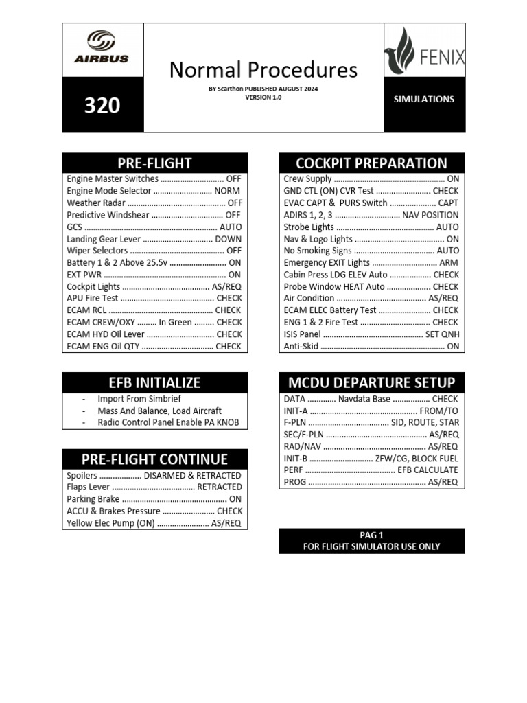 Normal Procedures: Pre-Flight Cockpit Preparation | PDF | Aviation ...