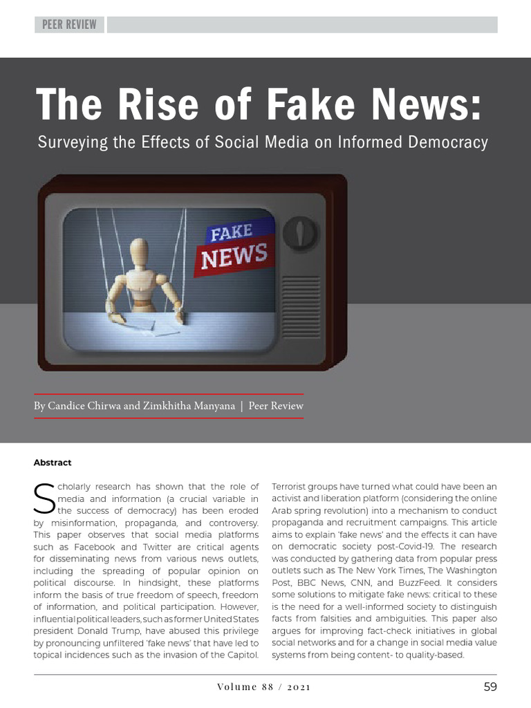 Impact of Fake News on Democracy | PDF | Social Media | Popular Culture ...