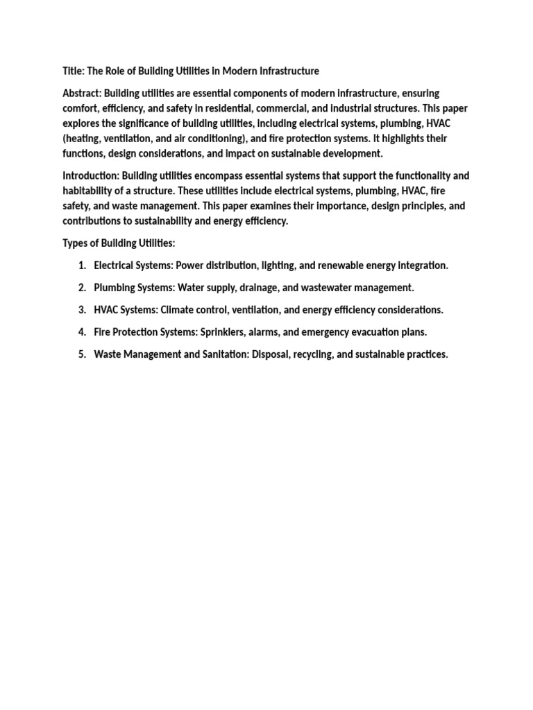 Importance of Building Utilities | PDF