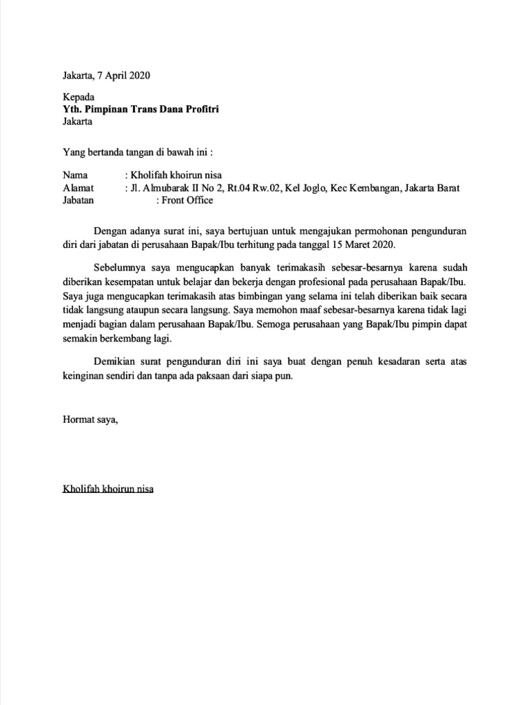 Editable Resignation Letter Template | PDF