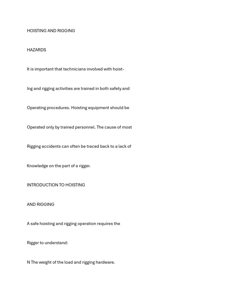 Hoisting and Rigging Safety Guidelines | PDF